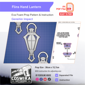 Flins Hand Lantern Prop Pattern – Template EVA Foam untuk Cosplay (Genshin Impact)