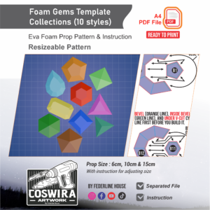 Foam Gems Prop Pattern Collection – Template EVA Foam untuk Cosplay & Craft (Basic Pattern)
