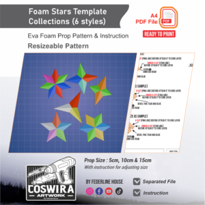 Foam Stars Prop Pattern Collection – Template EVA Foam untuk Cosplay & Craft (Basic Pattern)
