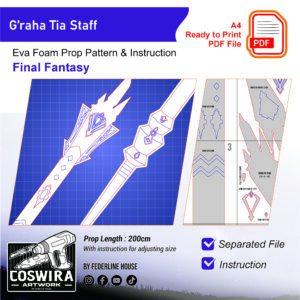 Graha Tia Staff Prop Pattern – Template EVA Foam untuk Cosplay (Final Fantasy)