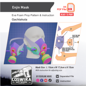 Enjin Mask Prop Pattern – Template EVA Foam untuk Cosplay (Gachiakuta)