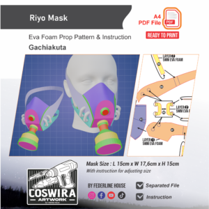 Riyo Mask Prop Pattern – Template EVA Foam untuk Cosplay (Gachiakuta)