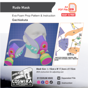 Rudo Mask Prop Pattern – Template EVA Foam untuk Cosplay (Gachiakuta)
