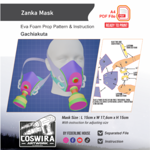 Zanka Mask Prop Pattern – Template EVA Foam untuk Cosplay (Gachiakuta)