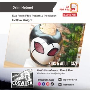 Grimm Helmet Prop Pattern – Template EVA Foam untuk Cosplay (Hollow Knight)