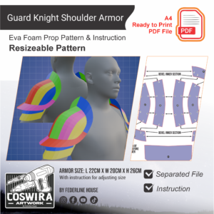 Guard Knight Shoulder Armor Prop Pattern – Template EVA Foam untuk Cosplay Armor (Basic Pattern)