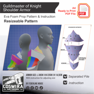 Guildmaster Knight Shoulder Armor Prop Pattern – Template EVA Foam untuk Cosplay Armor (Basic Pattern)