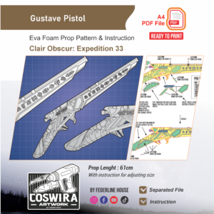 Gustave Pistol Prop Pattern – Template EVA Foam untuk Cosplay (Clair Obscur: Expedition 33)