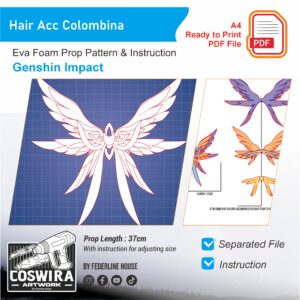 Columbina Hair Accessory Prop Pattern – Template EVA Foam untuk Cosplay (Genshin Impact)