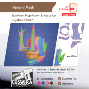 Hanami Mask Prop Pattern – Template EVA Foam untuk Cosplay (Jujutsu Kaisen)