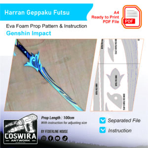 Haran Geppaku Futsu Prop Pattern – Template EVA Foam untuk Cosplay (Genshin Impact)