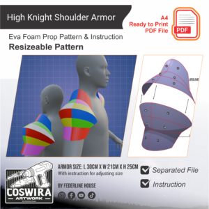 High Knight Shoulder Armor Prop Pattern – Template EVA Foam untuk Cosplay Armor (Basic Pattern)