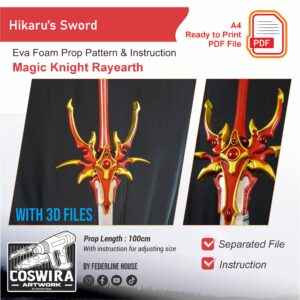 Hikaru Sword Prop Pattern – Template EVA Foam untuk Cosplay (Magic Knight Rayearth)