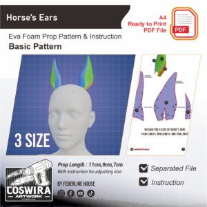 Horse Ears Prop Pattern – Template EVA Foam untuk Cosplay Ears (Basic Pattern)