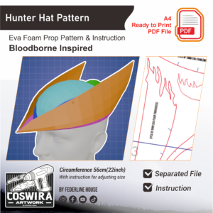 Hunter Hat Prop Pattern – Template EVA Foam untuk Cosplay & Costume (Basic Pattern)