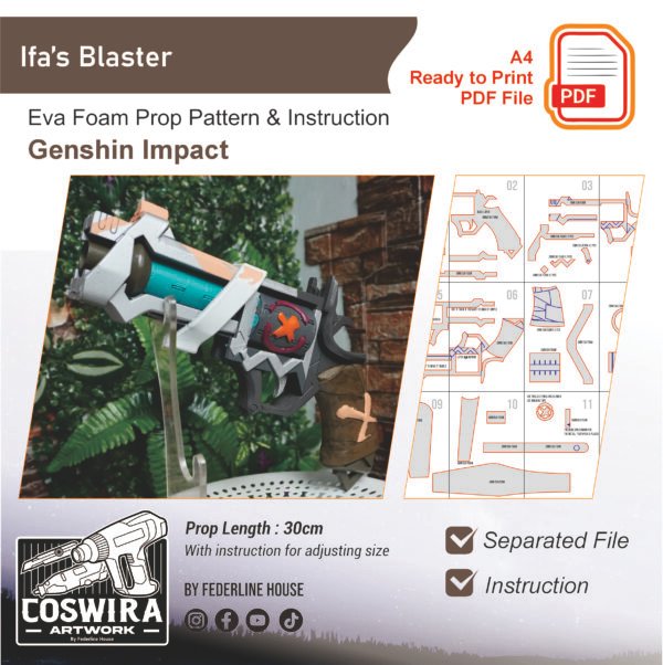 Ifa’s Gun Prop Pattern – Template EVA Foam untuk Cosplay (Genshin ...