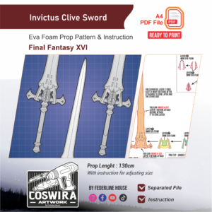 Invictus Clive Sword Prop Pattern – Template EVA Foam untuk Cosplay (Final Fantasy)