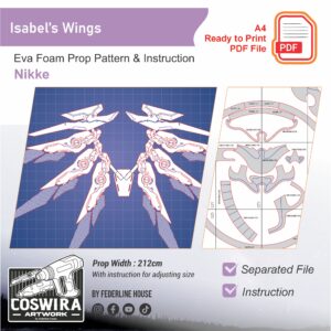Isabel Wings Prop Pattern – Template EVA Foam untuk Cosplay (NIKKE: Goddess of Victory)