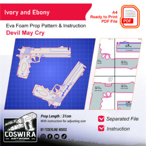 Ivory & Ebony Dual Pistol Prop Pattern – Template EVA Foam untuk Cosplay (Devil May Cry 3)