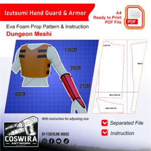 Izutsumi Hand Guard & Armor Prop Pattern – Template EVA Foam untuk Cosplay (Dungeon Meshi)
