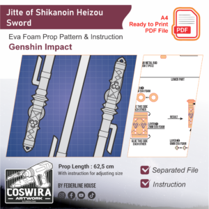 Jitte of Shikanoin Heizou Prop Pattern – Template EVA Foam untuk Cosplay (Genshin Impact)