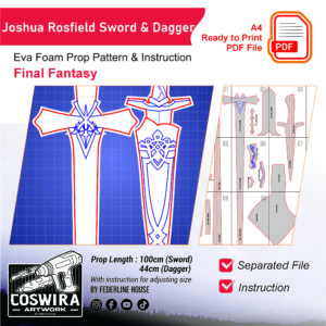 Joshua Rosfield Sword and Dagger Prop Pattern – Template EVA Foam untuk Cosplay (Final Fantasy)