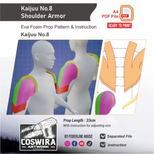 Kaijuu No. 8 Shoulder Armor Prop Pattern – Template EVA Foam untuk Cosplay