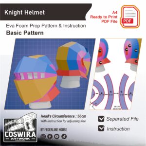 Knight Helmet Prop Pattern – Template EVA Foam untuk Cosplay Helmet (Basic Pattern)