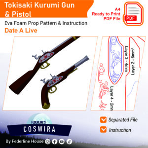 Kurumi Tokisaki Flintlock Pistol Prop Pattern – Template EVA Foam untuk Cosplay (Date A Live)