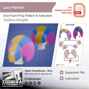 Lace Helmet Prop Pattern – Template EVA Foam untuk Cosplay (Hollow Knight)
