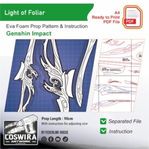 Light of Foliar Incision Prop Pattern – Template EVA Foam untuk Cosplay (Genshin Impact)