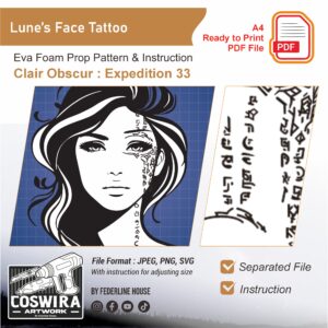 Lune Face Tattoo Prop Pattern – Template Digital untuk Cosplay (Clair Obscur: Expedition 33)
