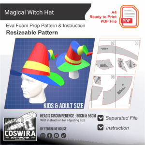 Magical Witch Hat Prop Pattern – Template EVA Foam untuk Cosplay & Costume (Basic Pattern)