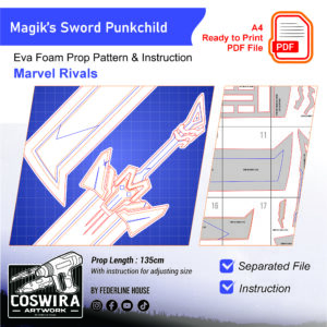 Magik’s Sword Punkchild Prop Pattern – Template EVA Foam untuk Cosplay (Marvel Rivals)