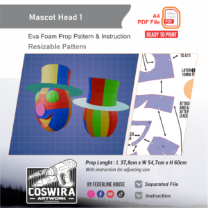 Mascot Head Prop Pattern 1 – Template EVA Foam untuk Cosplay Head (Basic Pattern)