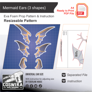 Mermaid Ear – Template EVA Foam untuk Cosplay Ear (Basic Pattern)