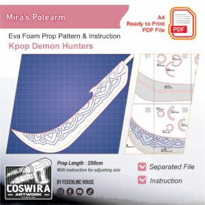 Mira Polearm Prop Pattern – Template EVA Foam untuk Cosplay (Kpop Demon Hunters)
