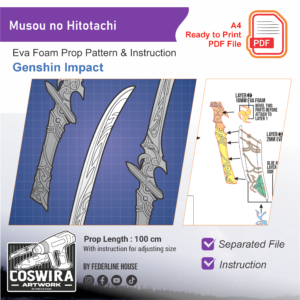 Musou no Hitotachi Prop Pattern – Template EVA Foam untuk Cosplay (Genshin Impact)