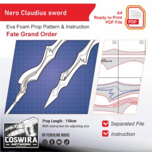 Nero Claudius Sword Prop Pattern – Template EVA Foam untuk Cosplay (Fate Grand Order)