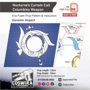Nocturne’s Curtain Call (Columbina Weapon) Prop Pattern – Template EVA Foam untuk Cosplay (Genshin Impact)
