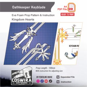Keyblade Oathkeeper Prop Pattern – Template EVA Foam untuk Cosplay (Kingdom Hearts)