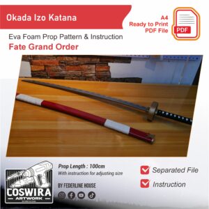 Okada Izo Katana Prop Pattern – Template EVA Foam untuk Cosplay (Fate Grand Order)