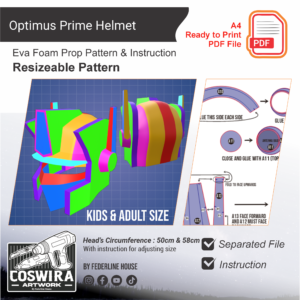 Optimus Prime Helmet Prop Pattern – Template EVA Foam untuk Cosplay Helmet (Basic Pattern)