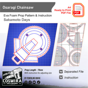 Collapsible Buzzsaw – Osaragi Prop Pattern – Template EVA Foam untuk Cosplay (Sakamoto Days)