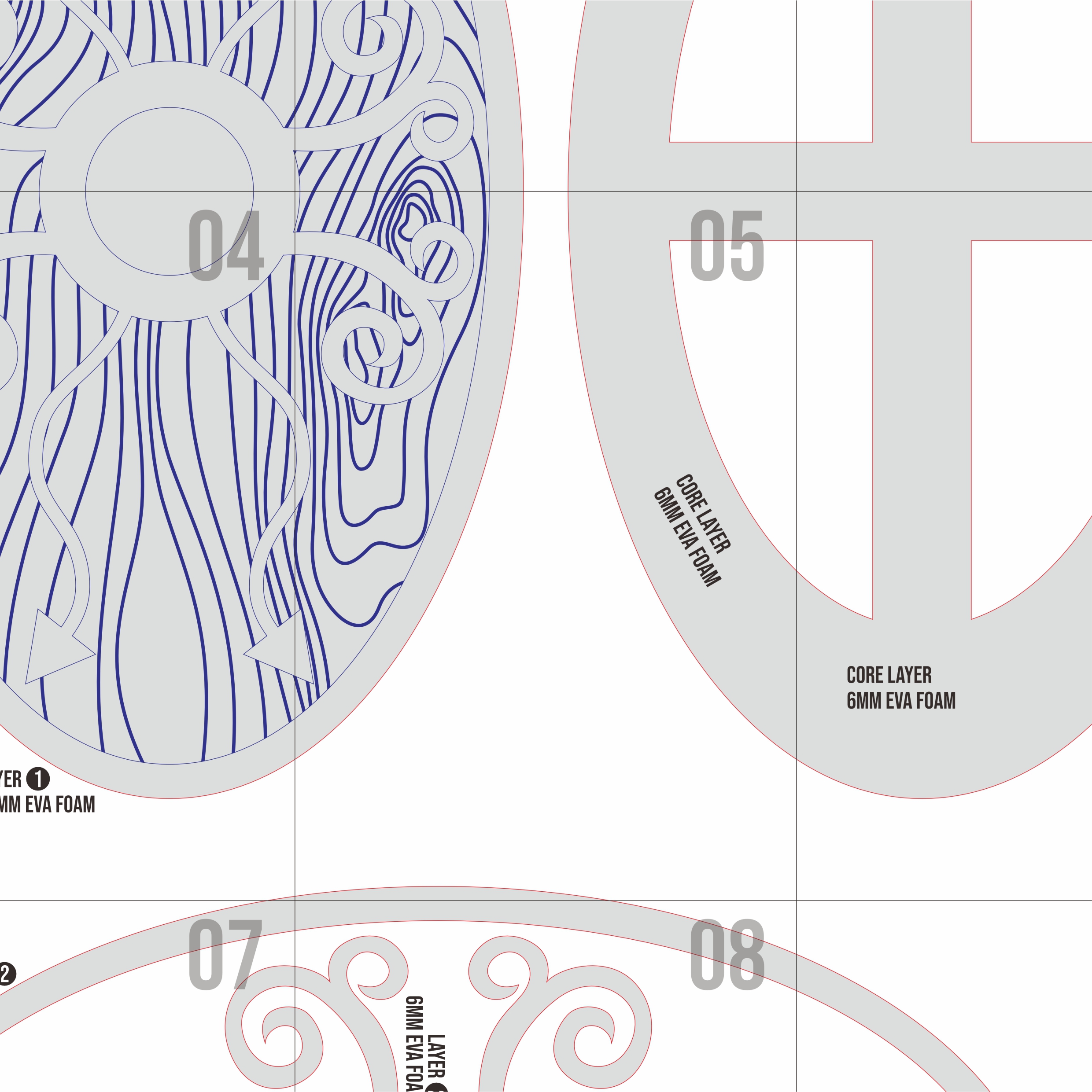 Oval Shield Prop Pattern β Template EVA Foam untuk Cosplay Shield (Basic Pattern) - Gambar 3
