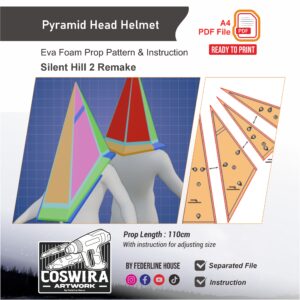 Pyramid Head Helmet – Silent Hill 2 Remake Version Prop Pattern – Template EVA Foam untuk Cosplay