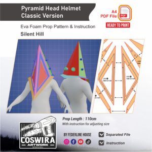 Pyramid Head Helmet – Classic Version Prop Pattern – Template EVA Foam untuk Cosplay (Silent Hill)