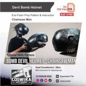 Bomb Devil Helmet Prop Pattern – Template EVA Foam untuk Cosplay Helmet (Chainsaw Man)