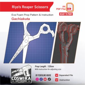 Riyo’s Reaper Scissors Prop Pattern – Template EVA Foam untuk Cosplay (Gachiakuta)