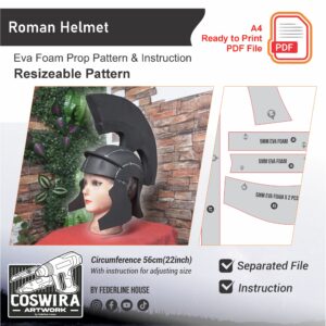 Roman Helmet Prop Pattern – Template EVA Foam untuk Cosplay Helmet (Basic Pattern)